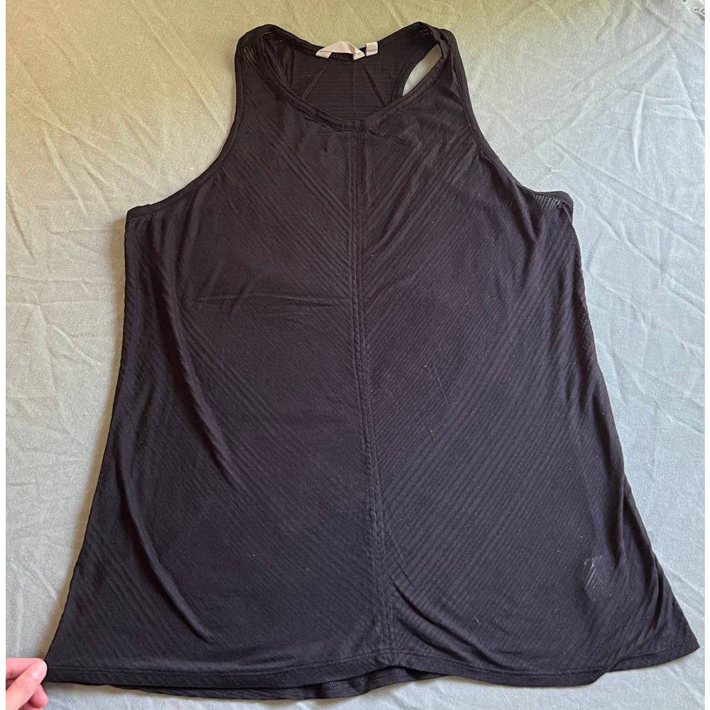 Athleta Black Stripes  Burnout Athletic Wear Racerback Tank Size Large